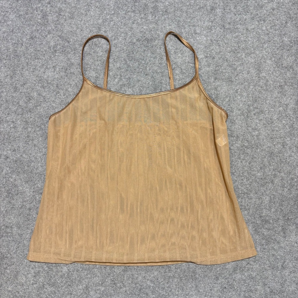 Warners The Naked Truth Camisole Tan Sheer Stripe Spaghetti Strap Large 55266